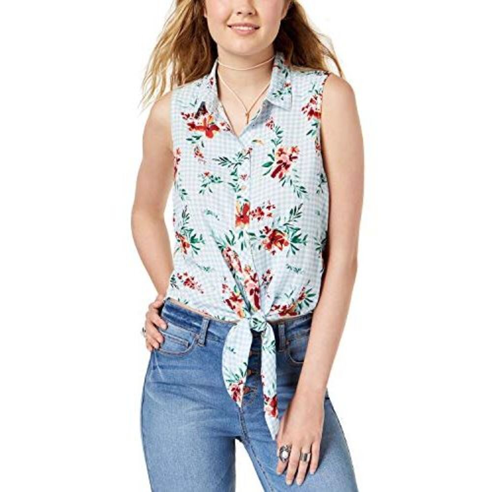 Polly Esther Juniors Tie Front Blouse